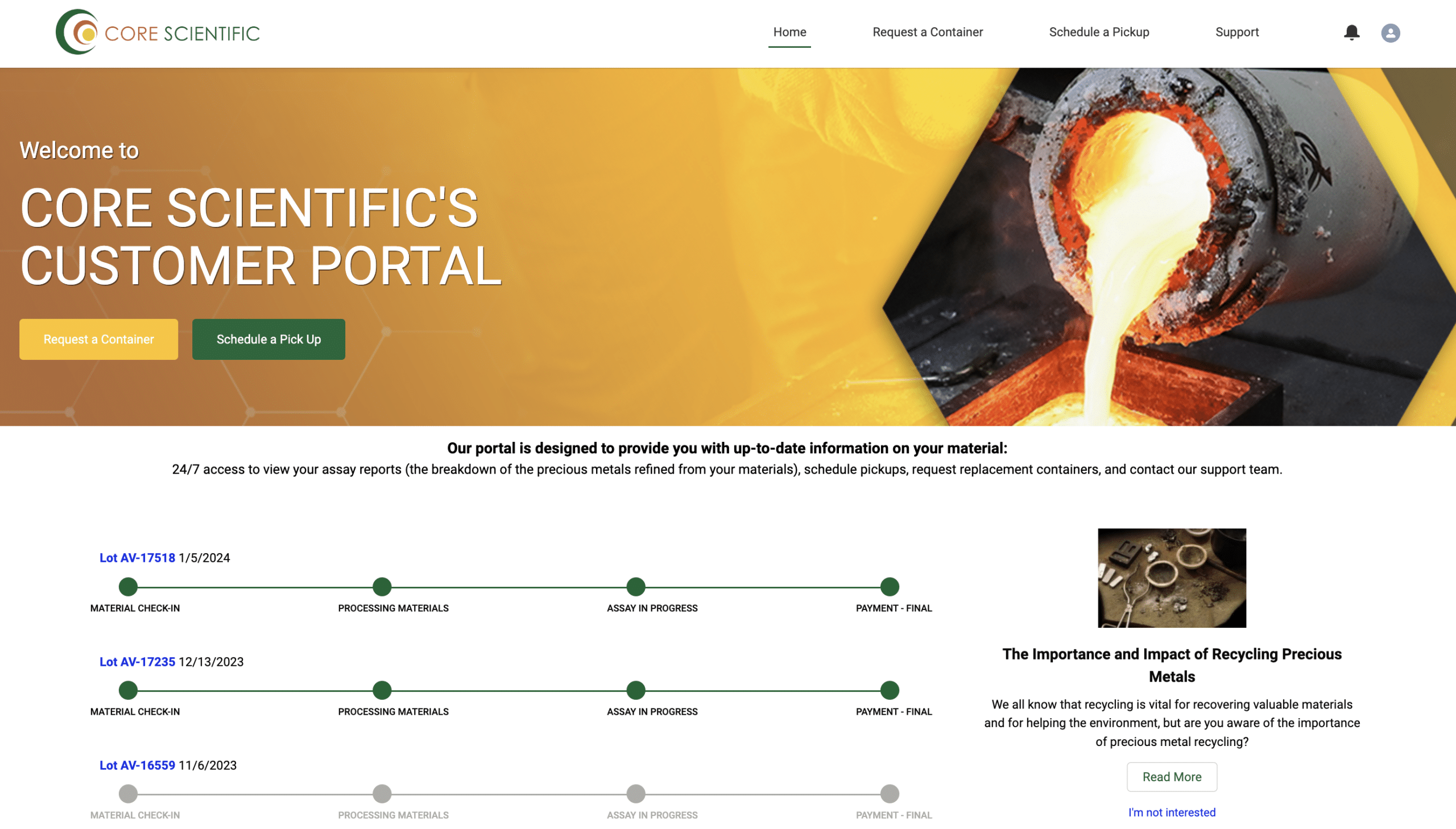 Core Scientific Customer Portal Overview